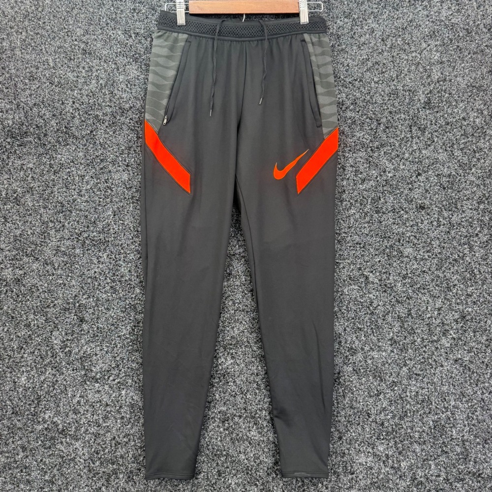Nike Mens Dri-FIT Soccer Training Pants Slim Fit Grey Orange Strike Small